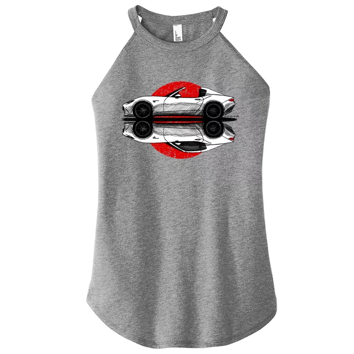 My Hand Drawing Of Nd Rf Japanese Roadster Sports Car With Flag Background Women’s Perfect Tri Rocker Tank