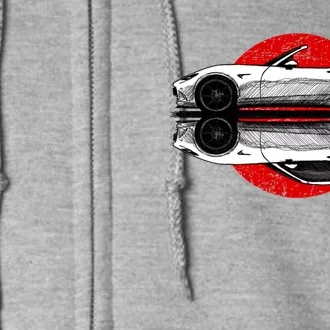 My Hand Drawing Of Nd Rf Japanese Roadster Sports Car With Flag Background Full Zip Hoodie