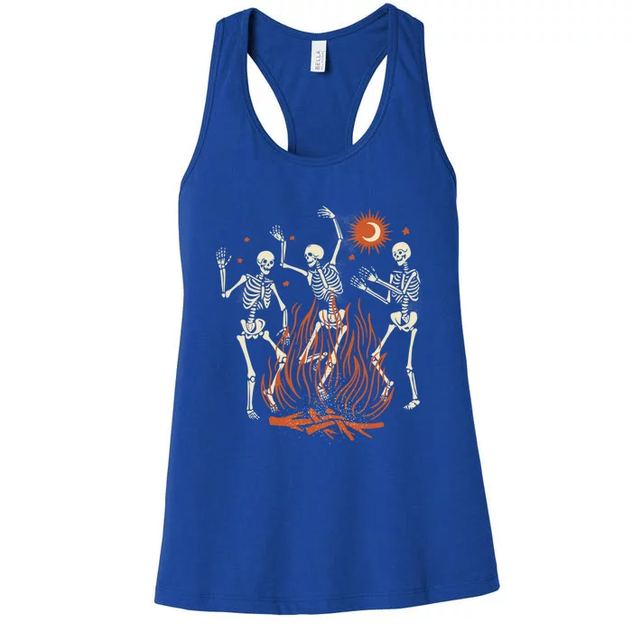 Mystical Halloween Dancing Skeletons Gift Women's Racerback Tank