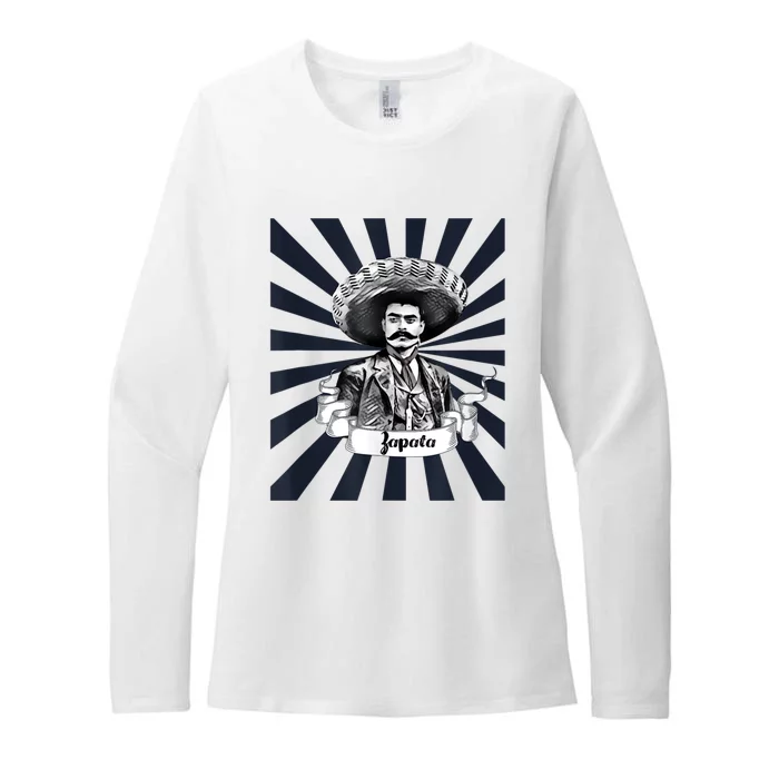 Mexican Hero Emiliano Zapata Womens CVC Long Sleeve Shirt