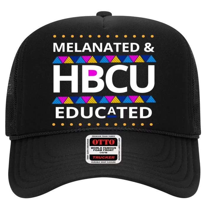 Melanated HBCU Educated High Crown Mesh Trucker Hat