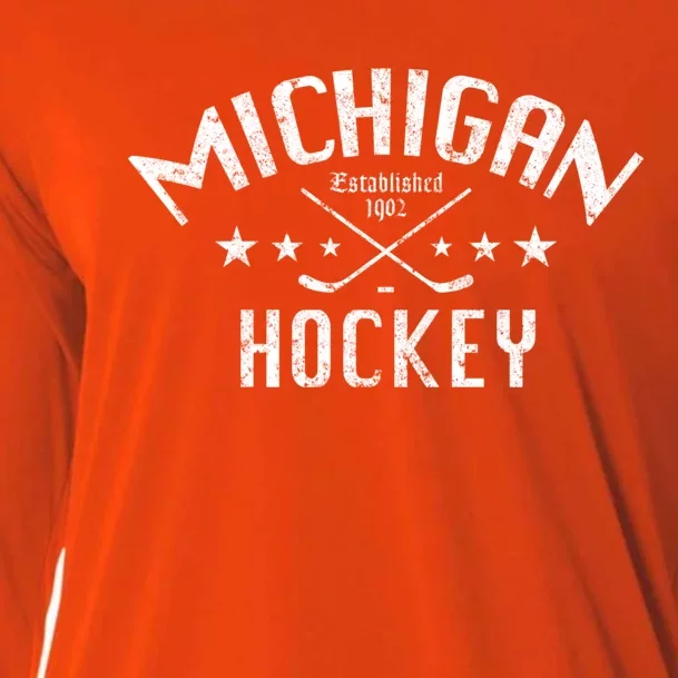 Michigan Hockey Established 1902 Cooling Performance Long Sleeve Crew