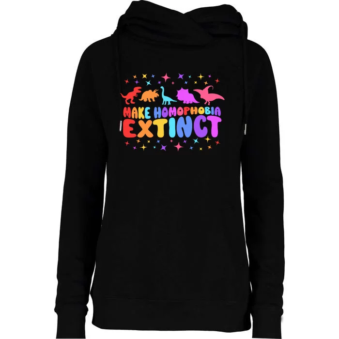 Make Homophobia Extinct Pride Month Womens Funnel Neck Pullover Hood