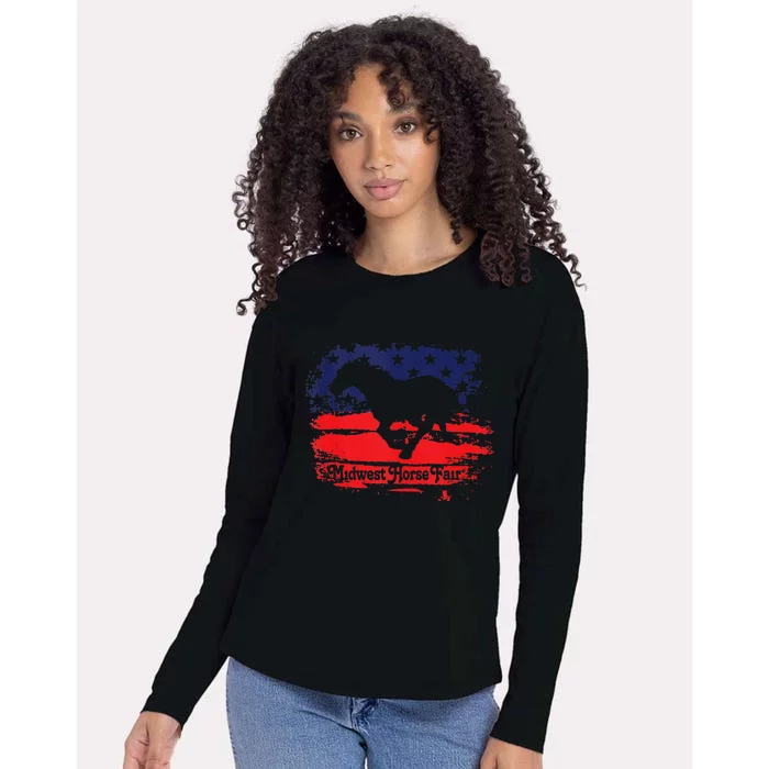 Midwest Horse Fair Redwhiteblue Flag Womens Cotton Relaxed Long Sleeve T-Shirt