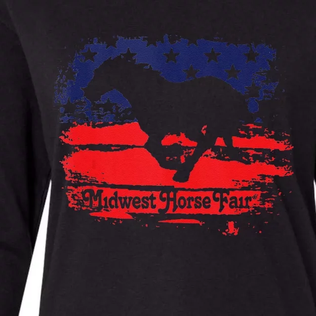 Midwest Horse Fair Redwhiteblue Flag Womens Cotton Relaxed Long Sleeve T-Shirt