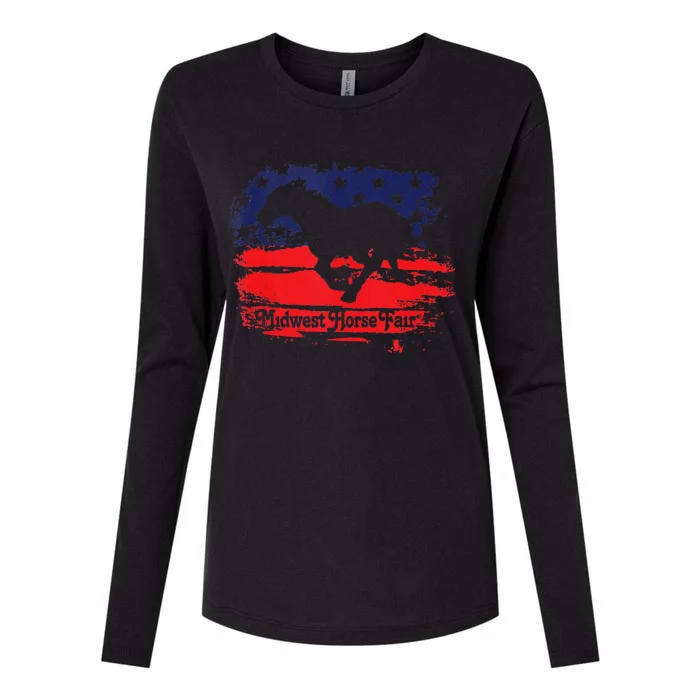 Midwest Horse Fair Redwhiteblue Flag Womens Cotton Relaxed Long Sleeve T-Shirt