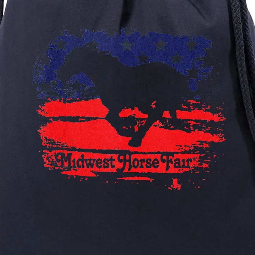 Midwest Horse Fair Redwhiteblue Flag Drawstring Bag