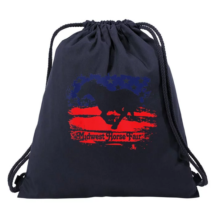 Midwest Horse Fair Redwhiteblue Flag Drawstring Bag