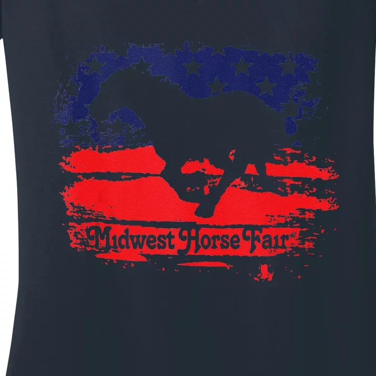 Midwest Horse Fair Redwhiteblue Flag Women's V-Neck T-Shirt