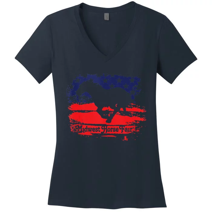 Midwest Horse Fair Redwhiteblue Flag Women's V-Neck T-Shirt