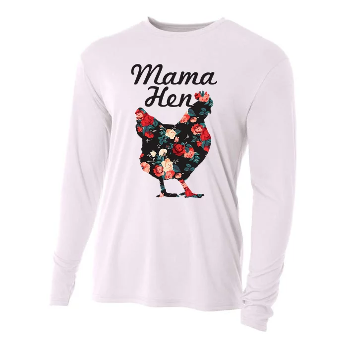 Mama Hen Funny Mother's Day Chicken Mom Farmer Farm Cooling Performance Long Sleeve Crew