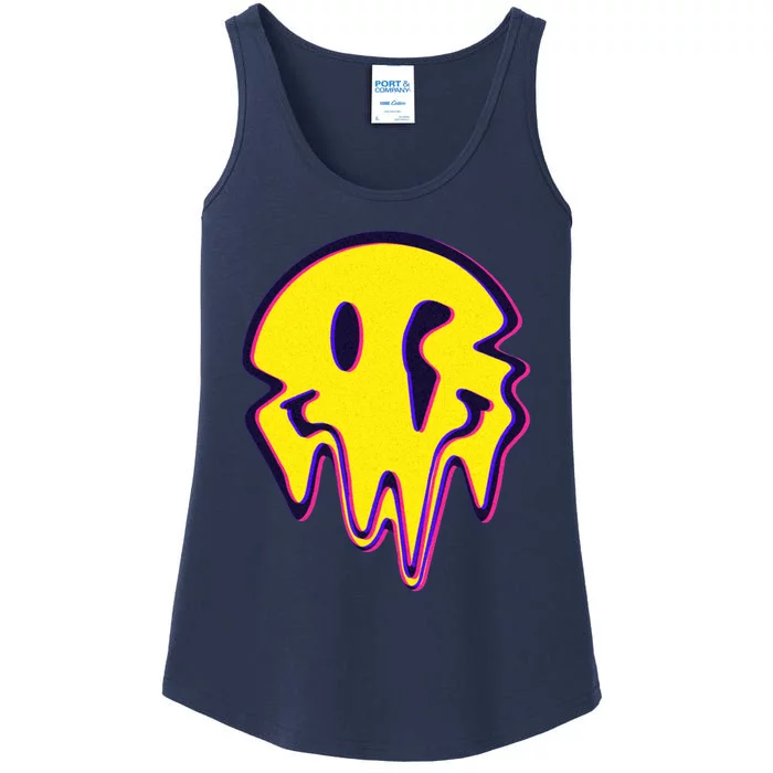 Melting Happy Face Smiley Trippy Acid Ladies Essential Tank