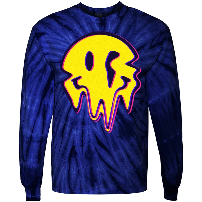 Melting Happy Face Smiley Trippy Acid Tie-Dye Long Sleeve Shirt