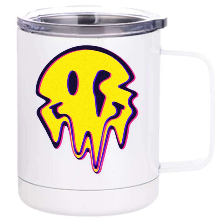 Melting Happy Face Smiley Trippy Acid Front & Back 12oz Stainless Steel Tumbler Cup