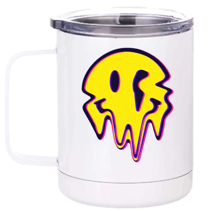 Melting Happy Face Smiley Trippy Acid Front & Back 12oz Stainless Steel Tumbler Cup