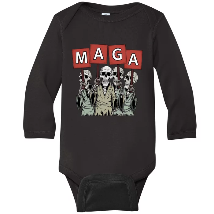 Maga Halloween Funny Halloween Trump Republican Baby Long Sleeve Bodysuit