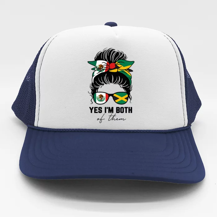 MexicanJamaican Heritage Flag Trucker Hat