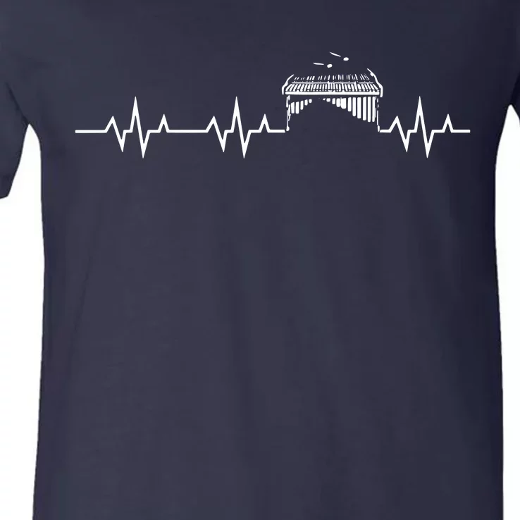 Marimba Heartbeat Front Ensemble Marching Band Marimbist V-Neck T-Shirt