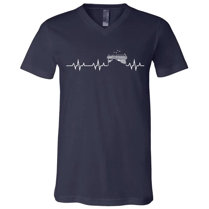 Marimba Heartbeat Front Ensemble Marching Band Marimbist V-Neck T-Shirt