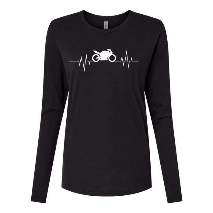 Motorcycle Heartbeat For Motorcyclist And Biker Womens Cotton Relaxed Long Sleeve T-Shirt