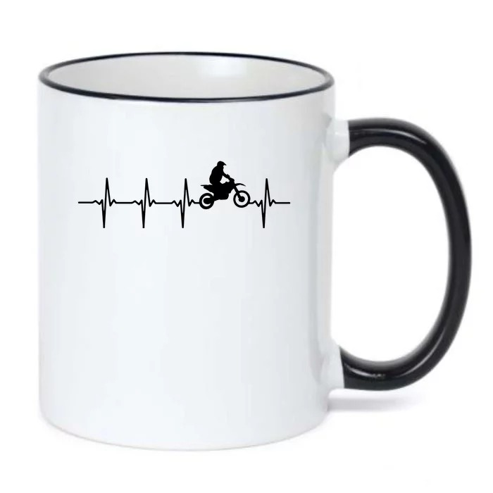 Motocross Heartbeat For Bikers Black Color Changing Mug