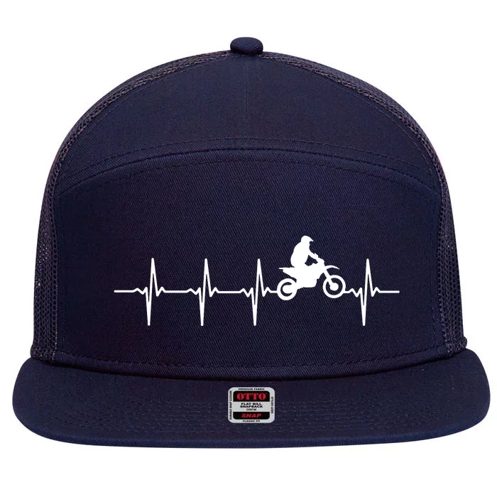 Motocross Heartbeat For Bikers 7 Panel Mesh Trucker Snapback Hat