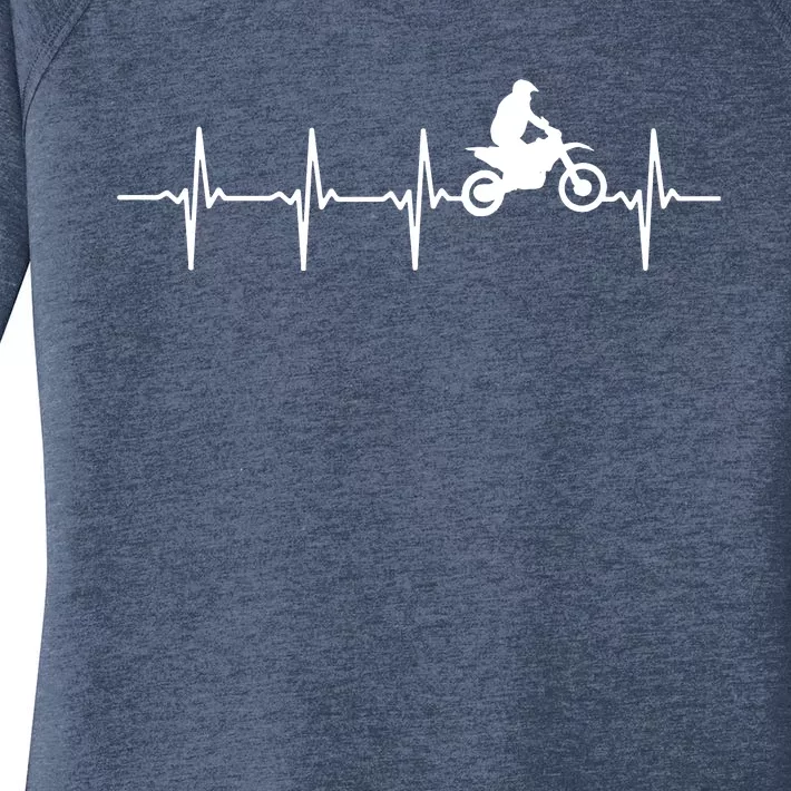 Motocross Heartbeat For Bikers Women's Perfect Tri Tunic Long Sleeve Shirt