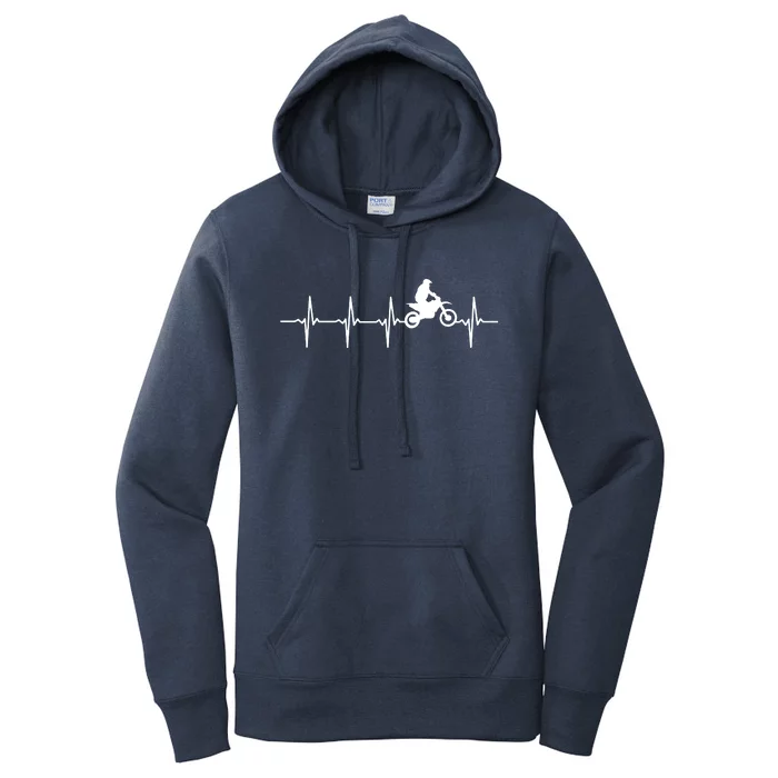 Motocross Heartbeat For Bikers Women's Pullover Hoodie