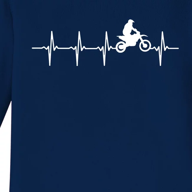 Motocross Heartbeat For Bikers Baby Long Sleeve Bodysuit