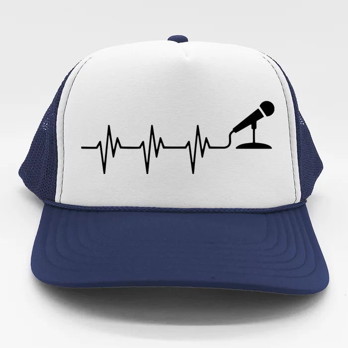 Microphone Heartbeat Funny Singer Singing T Gift Trucker Hat