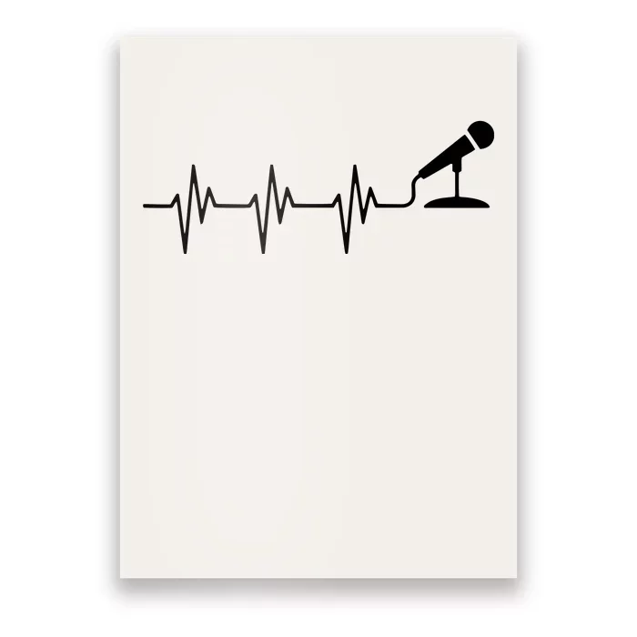 Microphone Heartbeat Funny Singer Singing T Gift Poster