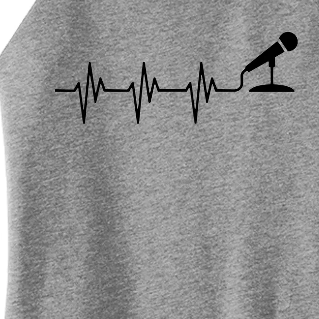 Microphone Heartbeat Funny Singer Singing T Gift Women’s Perfect Tri Rocker Tank