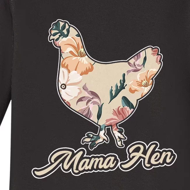 Mama Hen Funny Mother's Day Chicken Mom Farmer Farm Baby Long Sleeve Bodysuit