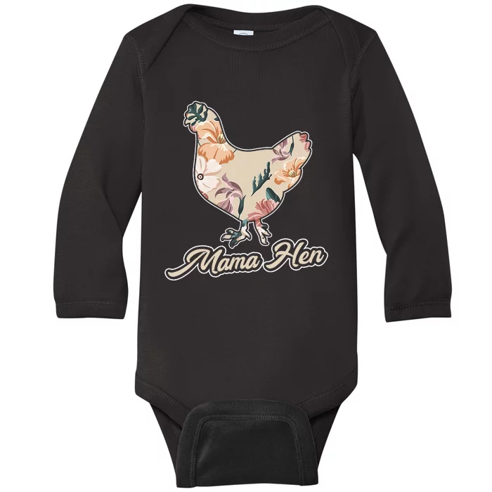 Mama Hen Funny Mother's Day Chicken Mom Farmer Farm Baby Long Sleeve Bodysuit