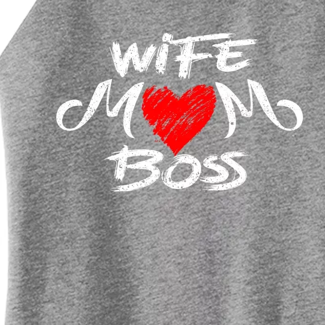 Mom´s Heart For Mother's Day With Statet Wife Mom Boss Gift Women’s Perfect Tri Rocker Tank