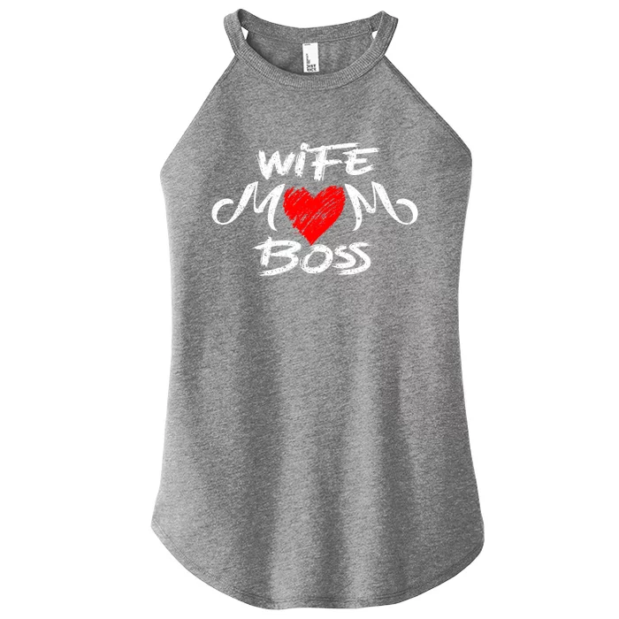 Mom´s Heart For Mother's Day With Statet Wife Mom Boss Gift Women’s Perfect Tri Rocker Tank