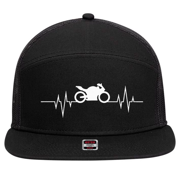 Motorcycle Heartbeat For Motorcyclist And Biker 7 Panel Mesh Trucker Snapback Hat