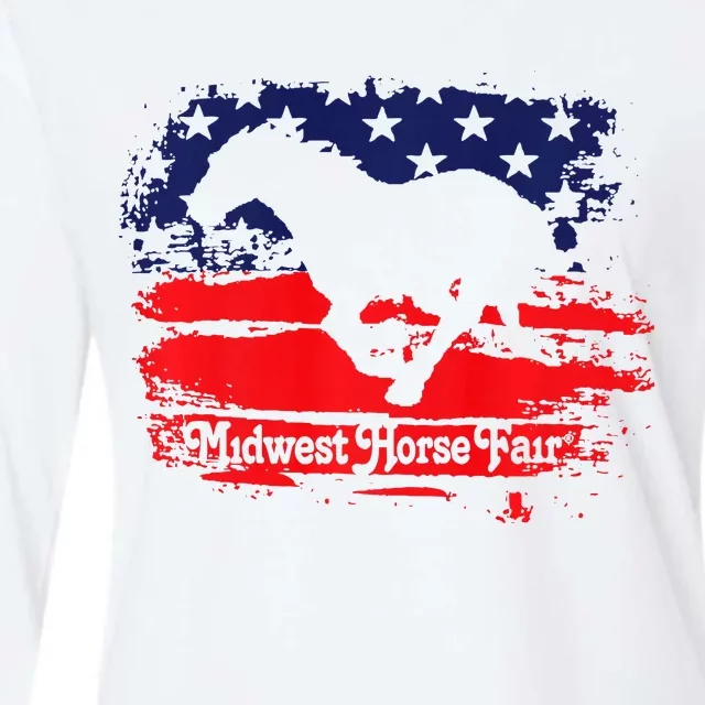 Midwest Horse Fair Redwhiteblue Flag Womens Cotton Relaxed Long Sleeve T-Shirt