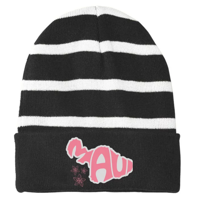 Maui Hawaii Floral Striped Beanie with Solid Band