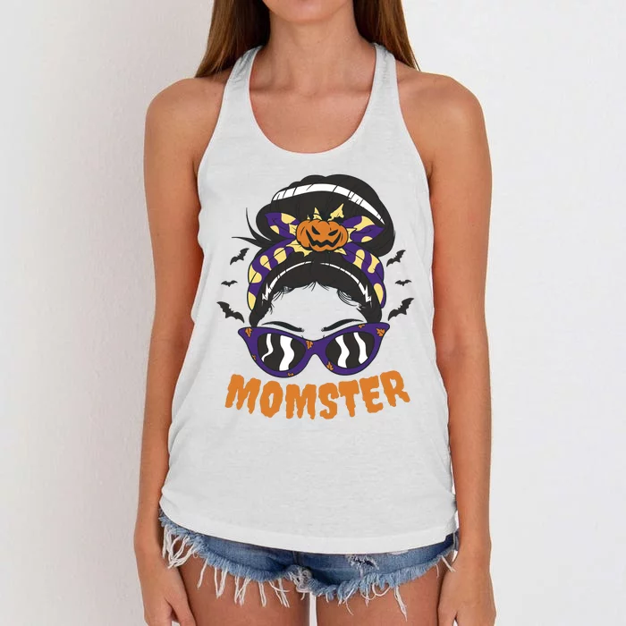 Momster Halloween Gift For Mom Women's Knotted Racerback Tank