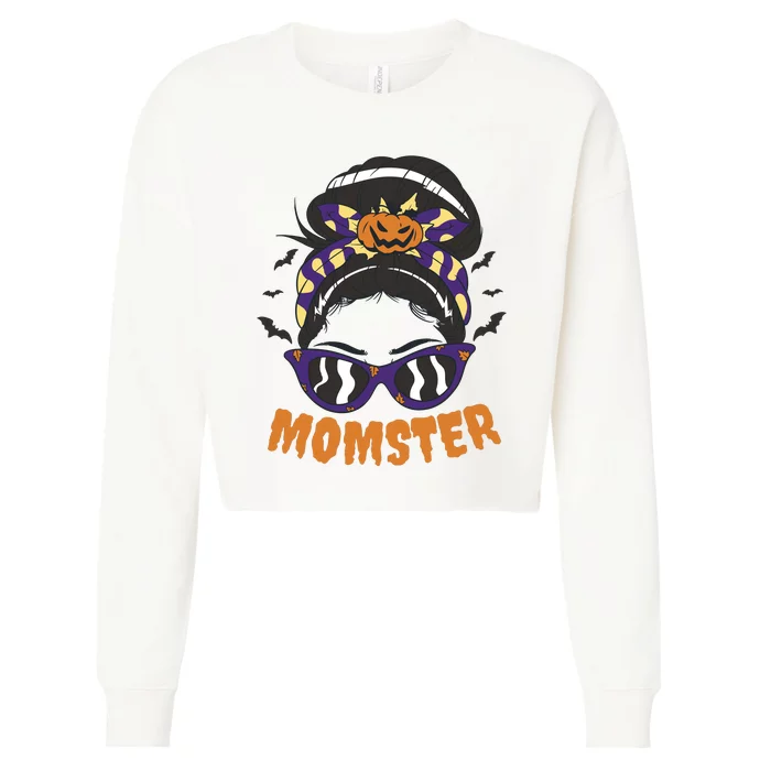 Momster Halloween Gift For Mom Cropped Pullover Crew