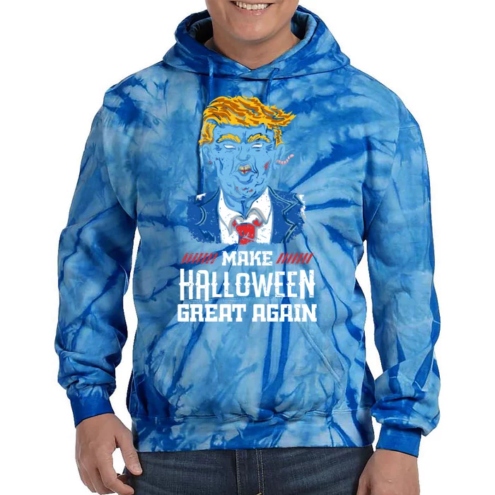 Make Halloween Great Again Donald Trump Zombie Funny Gift Tie Dye Hoodie