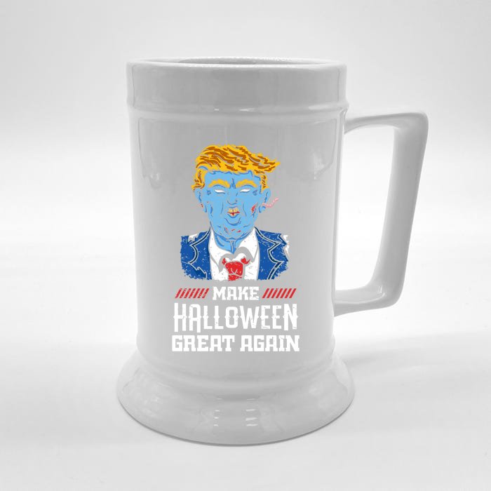 Make Halloween Great Again Donald Trump Zombie Funny Gift Front & Back Beer Stein