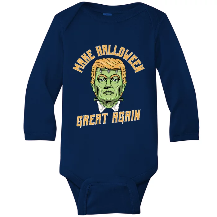 Make Halloween Great Again Funny Donald Trump Halloween Gift Baby Long Sleeve Bodysuit