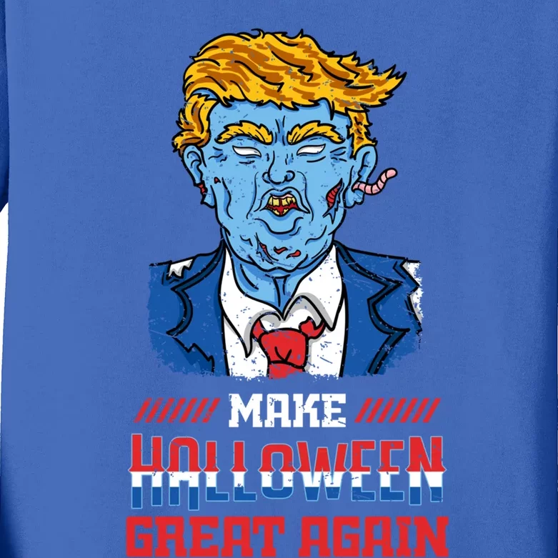 Make Halloween Great Again Funny Donald Trump Zombie Gift Kids Long Sleeve Shirt