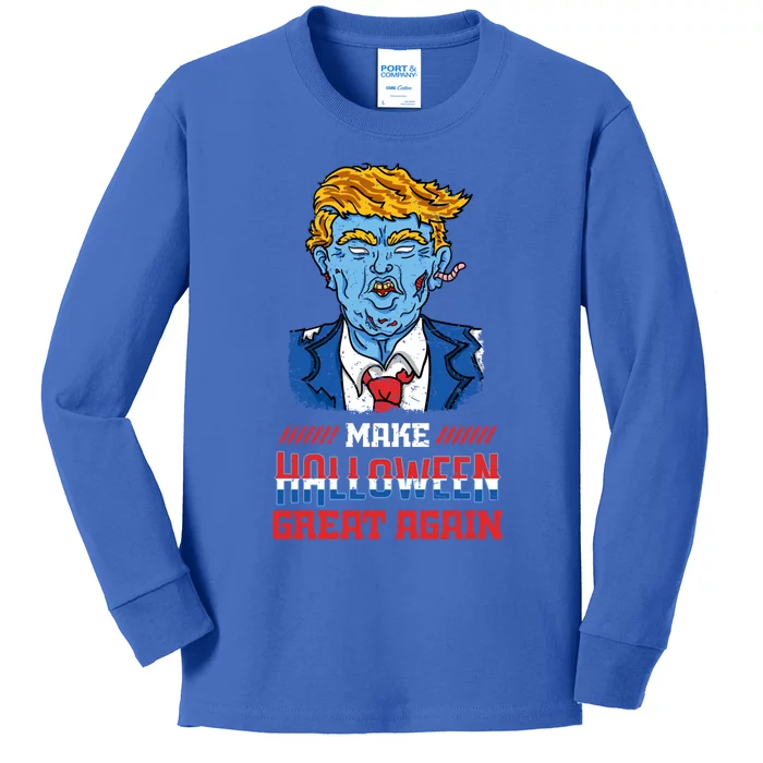 Make Halloween Great Again Funny Donald Trump Zombie Gift Kids Long Sleeve Shirt