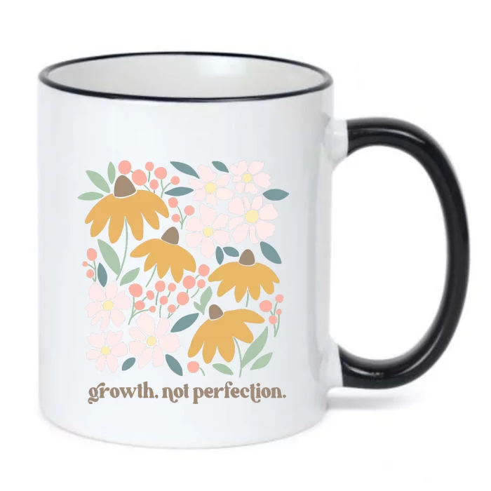 Mental Health Growth Not Perfection Black Color Changing Mug