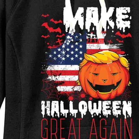 Make Halloween Great Again Trumpkin Usa Patriotic Funny Gift Women's Fleece Hoodie