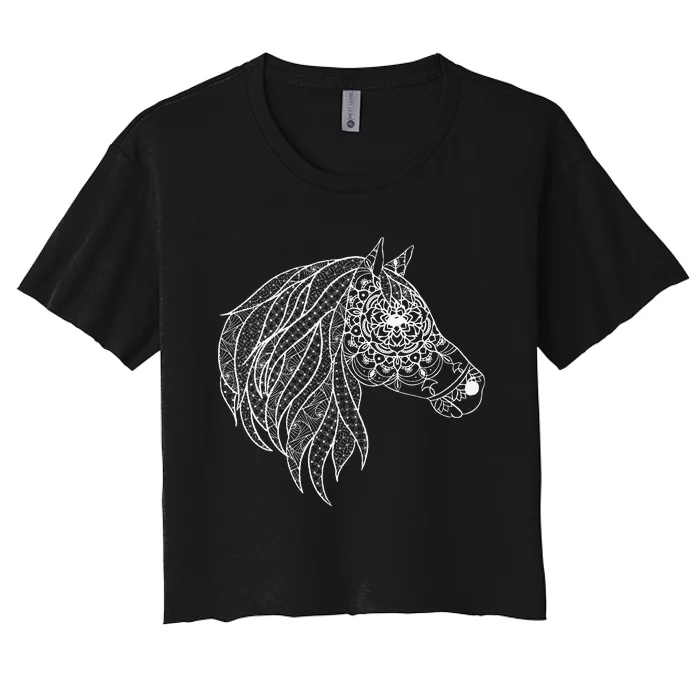 Mandala Horse Graphic Tee for  and Horse Lover Women's Crop Top Tee