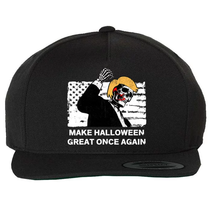 Make Halloween Great Onceagain Skeleton Trump 2024 Fight Wool Snapback Cap